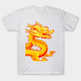Chinese Golden Dragon on a Lucky Red Background 2: Chinese New Year, Year of the Dragon on a light (Knocked Out) background T-Shirt